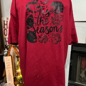 Unisex Gildan Red Softstyle T-Shirt with Tis the Season print